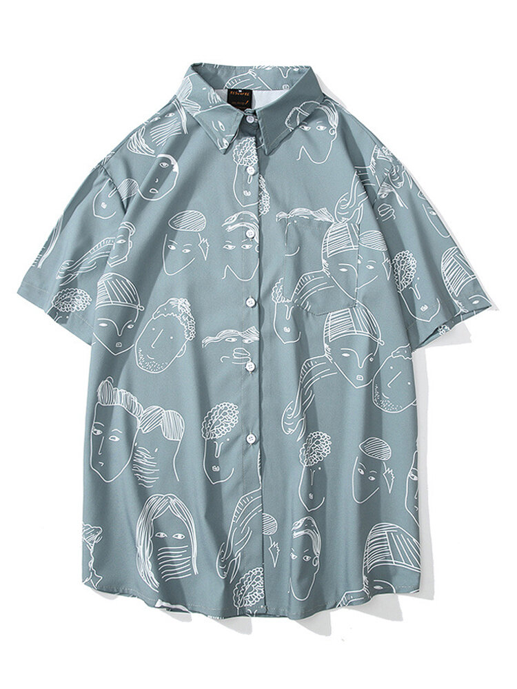 Vrouwen met korte mouwen Graffiti bedrukte Hawaii strand casual blouse