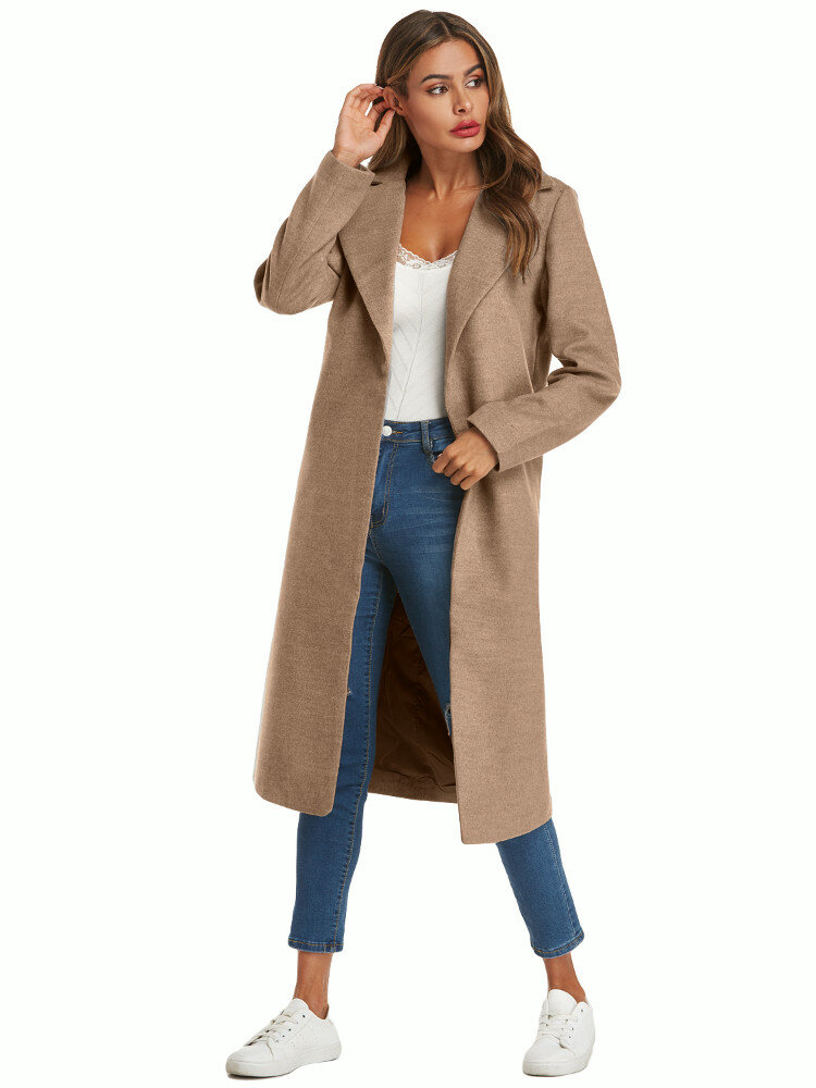 Cappotto invernale da donna casual con collo rovesciato da lavoro giornaliero