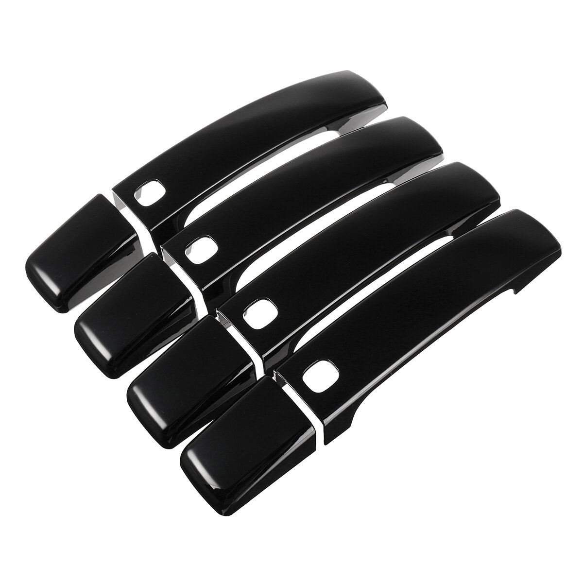 8pcs Glossy Black Smart Keyhole Car Door Handle Covers For Land