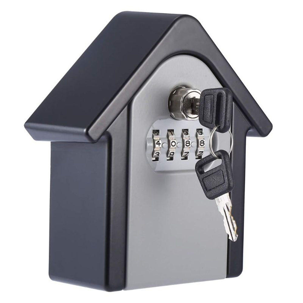 Wall Mounted//Padlock Outdoor/_4-Digit Combination Key Lock Storage Safe Code Box