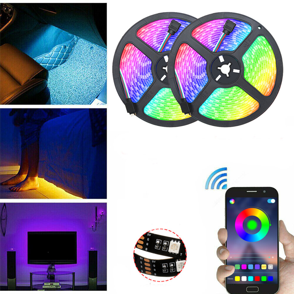 DC5V Non-waterproof 0.5m 2m 3m 5m 5050 bluetooth APP Control RGB USB LED Strip Light KTV Hotel Home Decor