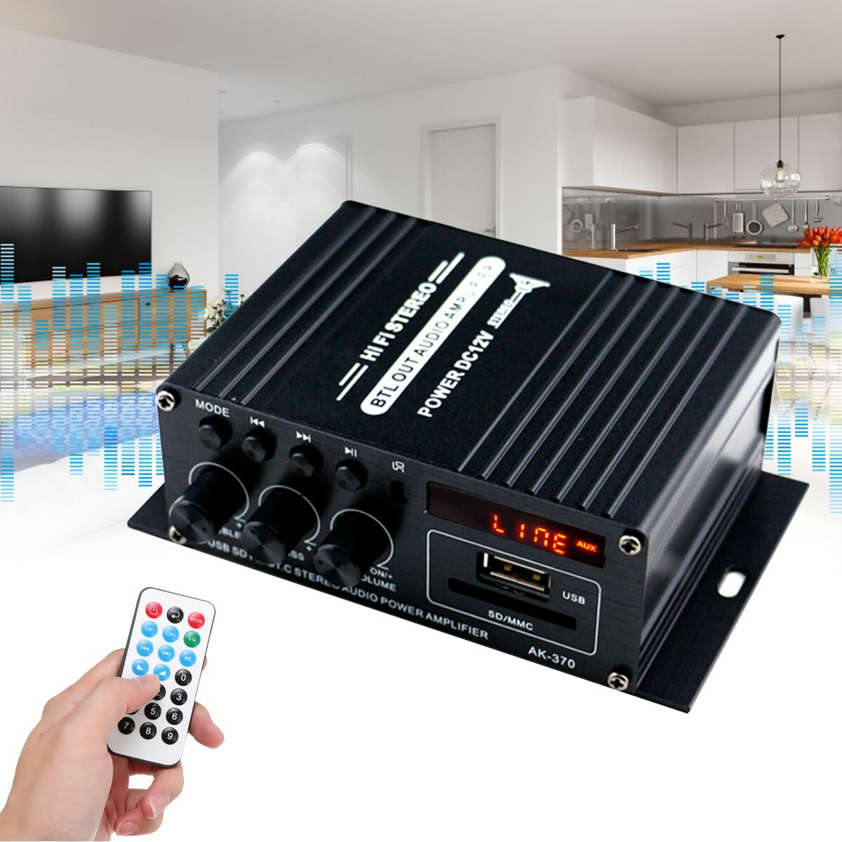 Mini HiFi Audio Stéréo Amplificateur de Puissance BT 2CH