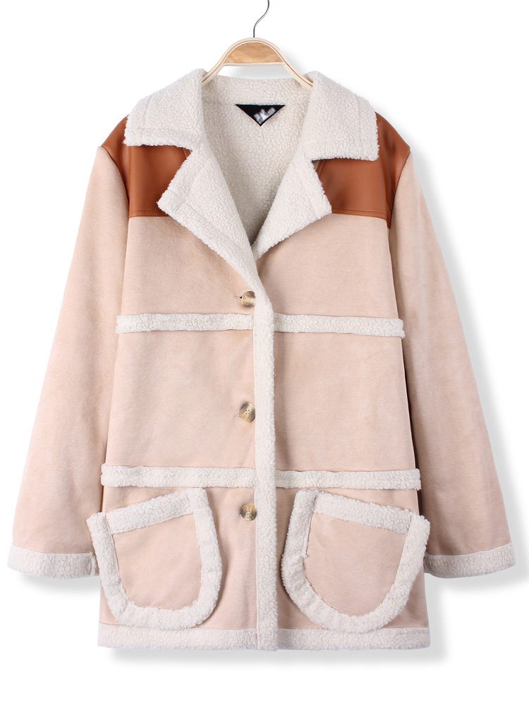 المرأة عارضة الدافئة الخروف الصوف رشاقته التلبيب معطف طويل