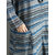 Vintage Women Long Sleeve Striped Scoop Neck Midi Dress with Pockets