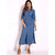 Long Sleeve Denim Shirt Dress Solid Color Turn-down Collar Button Dress 