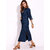 Long Sleeve Denim Shirt Dress Solid Color Turn-down Collar Button Dress 