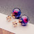Trendy Colorful Rhinestone Glass Ball Flower Round Brincos Presente para Mulheres