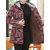 Vintage Women Floral Print Patchwork Button Long Sleeve Hooded Coats