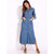 Long Sleeve Denim Shirt Dress Solid Color Turn-down Collar Button Dress 