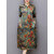 Vintage Mulheres Floral Printed Long Sleeve Stand Collar Vestido Midi