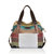 Dames Casual gestreepte canvas handtas Micro-fibre lederen schoudertassen Contrasterende kleur Crossbody tassen