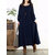 vendimia Mujer Cucharada de algod&oacute;n Cuello Cosecha de color s&oacute;lido Maxi Vestido