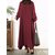 Vintage Women Cotton Scoop Neck Solid Color Loose Maxi Dress