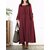 Frauen Lange H&uuml;lsen Baumwolle Vintage Solide Farben Rundhals Lockeres Maxikleid