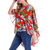 Mulheres O-pesco&ccedil;o Floral Print Batting Sleeve Blusa Irregular