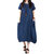 Casual Women Loose Denim Pockets Lantern Maxi Jurk