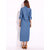 Long Sleeve Denim Shirt Dress Solid Color Turn-down Collar Button Dress 