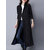 Retro Women Corduroy Long Sleeve Solid Color Belted Long Trench Coat