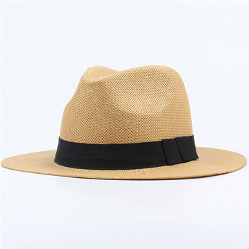 Homens Mulheres Classic Praia Sun Wide Brim Panama Straw Chapéu