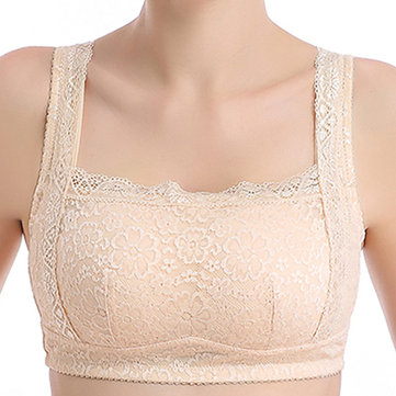 Femmes El&eacute;gant &agrave; Dentelle Jacquard Enveloppe Poitrine Sous-v&ecirc;tements de Couchage sans Fil Libre Confort Veste L&eacute;ger Soutien-gorge