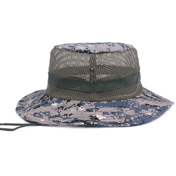 Casquette de pêche de chapeau de seau à larges bords de patchwork de maille