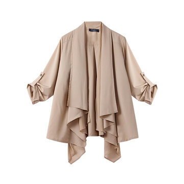 L-5XL elegante Mujer solapa manga plegable irregular cardigans