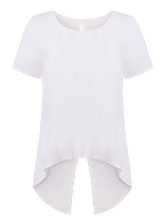 عارضة مثير المرأة الصلبة الشيفون عارية الذراعين انقسام غير النظامية تنحنح بلوزة