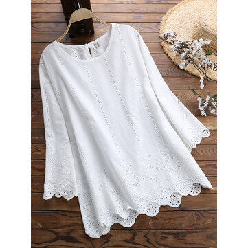 Frauen beiläufige lose feste bestickte Bluse
