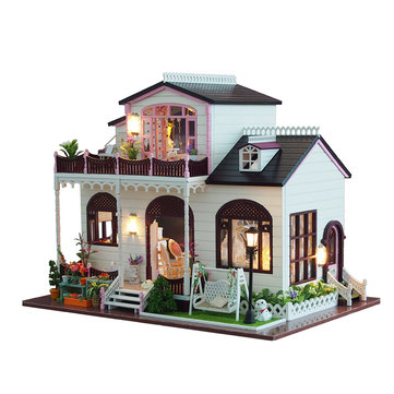 Diy Bowness Town Miniature Wooden Doll House Furniture Model Led