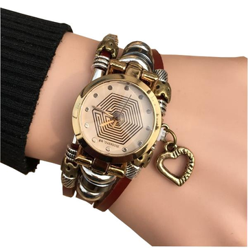 Vintage Fashion Ladies Bracelet Watch  Casual Women Leather Analog Quartz Watch