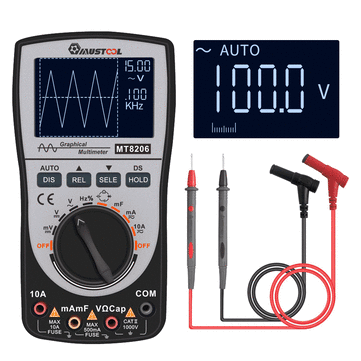 MUSTOOL MT8206 2 in 1 Intelligent Digital Oscilloscope Multimeter AC/DC Current Voltage Resistance Frequency Diode Tester with Analog Bar Graph