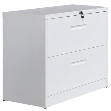 2 Drawers Office File Cabinet Lockable Metal Lateral File Document