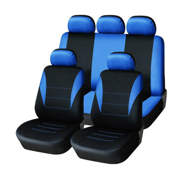 9 Piezas Completo Negro Color Tela Coche Seat Covers Set Universal Lavable