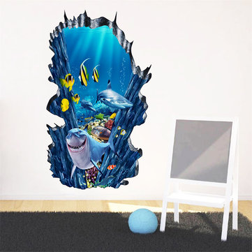 3d Seafloor Ocean Wall Stickers Home Decor Mural Art Removable