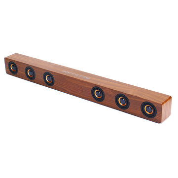 Barre de son Bluetooth sans fil &agrave; grain de bois 30W Six pilotes LED Horloge d'affichage St&eacute;r&eacute;o Home Theater Soundbar Haut-parleur