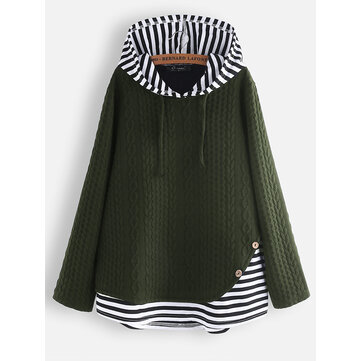 Sweat à capuche en jacquard à rayures patchwork