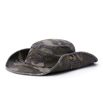 Men Summer Cotton Camouflage Visor Bucket Hats