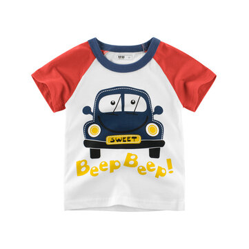 Jongens kids auto bedrukt T-shirts met korte mouwen voor 3Y-12Y