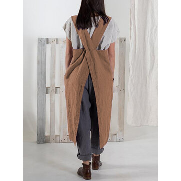 Grembiule in cotone giapponese con tasche solide