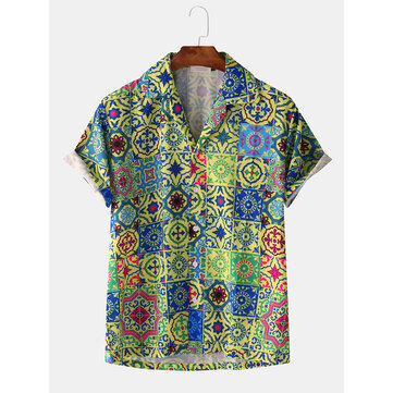 メンズ新しいファッションビーチプリント半袖シャツ