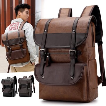 Homens&nbsp;Grande&nbsp;Capacidade&nbsp;PU&nbsp;Couro&nbsp;Mochila Casual Vintage Bolsa