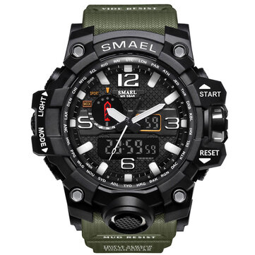 Smael&nbsp;1545&nbsp;Pure&nbsp;Color&nbsp;Band&nbsp;Waterproof Sport Watch Digitaale Analoge Dual Display Japan Quartz Horloge