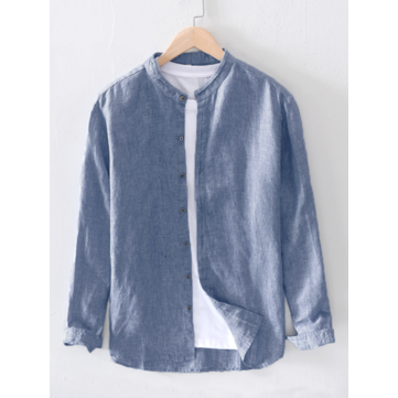 Chemises&nbsp;en&nbsp;coton&nbsp;décontractées&nbsp;pour&nbsp;hommes à manches longues avec col à boutons