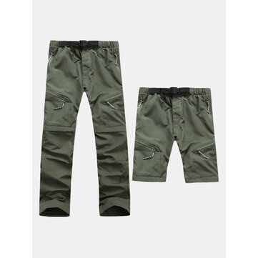 Outdoor Sneldrogend Twee afneembare shorts Broeken Heren Elastische taille Trekkoord Klimmen Wandelbroek