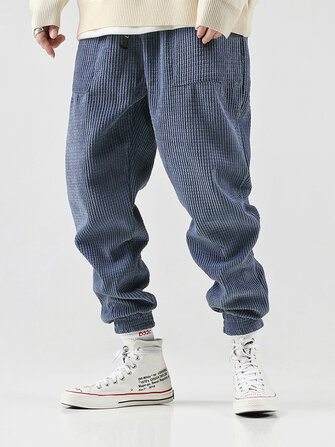 Pana para hombre vendimia Jogger Pure Color cintura elástica Pantalones