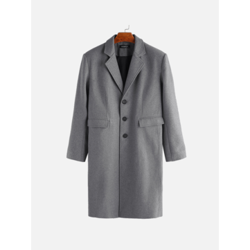 Mens Winter Single Breasted Big Pockets Mid Long Casual Coat