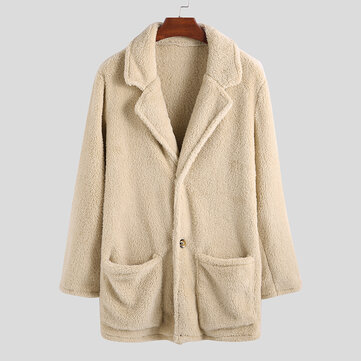 Herren Winter 100% Baumwolle Double Pockets Mid Long Mantel lässig