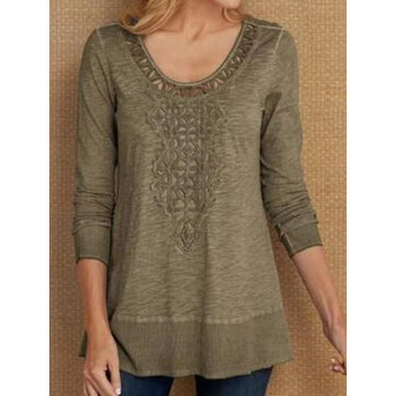 Kadın Katı Mürettebat Boyun Gevşek Casual Bluz