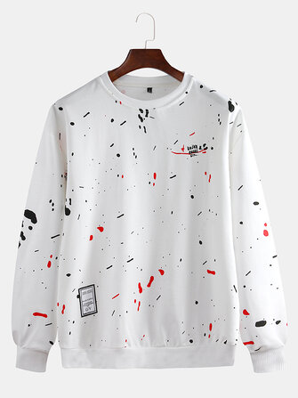 رجل عارضة طاقم الرقبة دوت طباعة البلوز البلوز