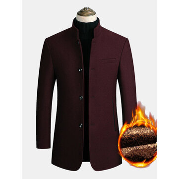 Hombres Mezclas de lana Abrigos de gabardina casual de negocios Chaquetas de lana abrigadas forradas de lana